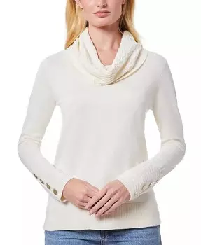 Женский свитер с воротником-хомутом и шевронной отделкой, стандартные и миниатюрные размеры Melissa Paige, белый