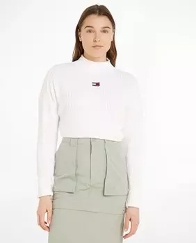 Женский свитер с воротником Perkins и укороченным кроем Tommy Jeans, белый