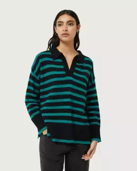 Женский свитер с воротником-поло и полосатым принтом Compaa Fantstica, мультиколор