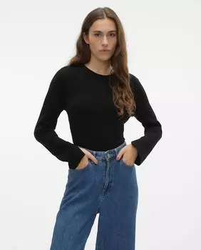 Женский свитер с вырезами в рукавах Vero Moda, черный