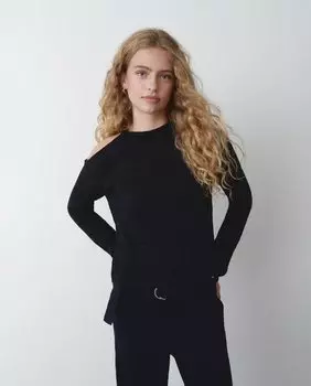 Женский свитер с вырезом из металлизированной нити Brownie, черный