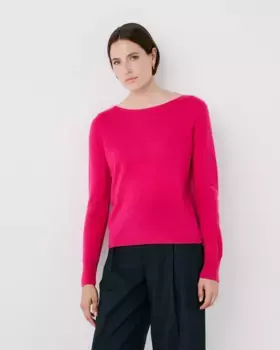 Женский свитер с вырезом «лодочка» из 100 % кашемира Caroll, розовый