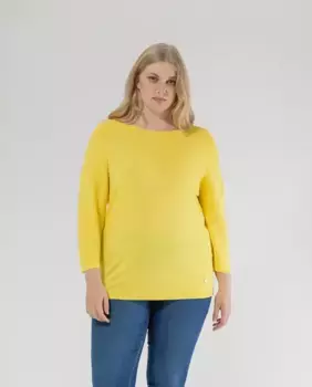 Женский свитер с вырезом лодочкой и рукавами 3/4 October, жёлтый