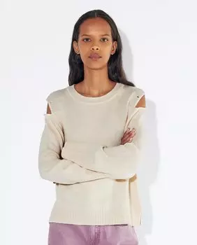 Женский свитер с вырезом на плечах однотонный Parfois, белый