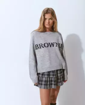 Женский свитер с вышитым логотипом Brownie, серый