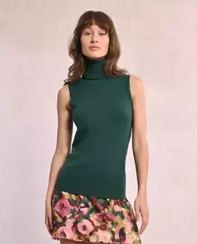 Женский свитер с высоким воротником без рукавов Molly Bracken, темно-зеленый