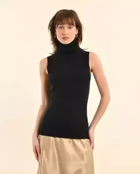 Женский свитер с высоким воротником без рукавов Molly Bracken, черный