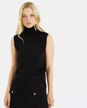 Женский свитер с высоким воротником и без рукавов Alma en Pena, черный