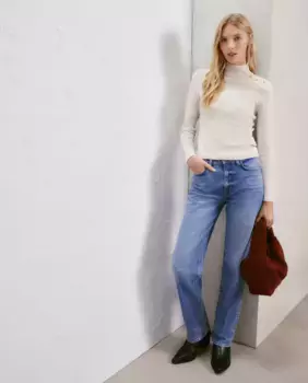 Женский свитер с высоким воротником и длинными рукавами, полностью игольные пуговицы Easy Wear, цвет Blanco Roto