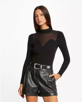 Женский свитер с высоким воротником и длинными рукавами Morgan, черный