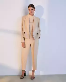 Женский свитер с высоким воротником и короткими рукавами Woman El Corte Ingls, бежевый