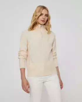 Женский свитер с высоким воротником и молнией с длинными рукавами Paz Torras, цвет Crudo