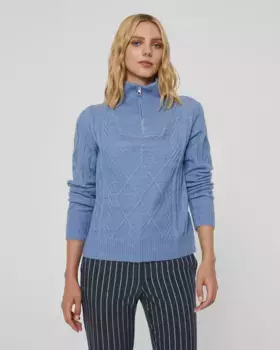 Женский свитер с высоким воротником и молнией с длинными рукавами Paz Torras, синий