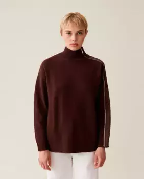 Женский свитер с высоким воротником и молнией Claudie Pierlot, коричневый