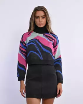 Женский свитер с высоким воротником и принтом Lili Sidonio, черный