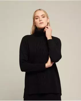 Женский свитер с высоким воротником и тесьмой с 3D-эффектом Elena Mir, черный