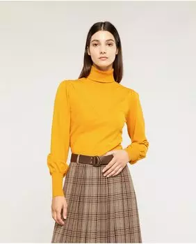 Женский свитер с высоким воротником и узором «пуанты» Motivi, желтый