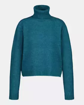 Женский свитер с высоким воротником и заклепками Green Coast, цвет 490 Petrleo