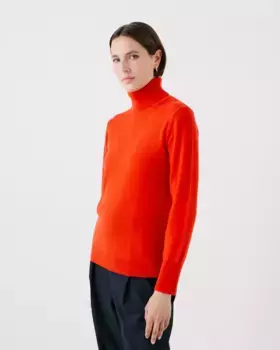 Женский свитер с высоким воротником из 100% кашемира Caroll, оранжевый