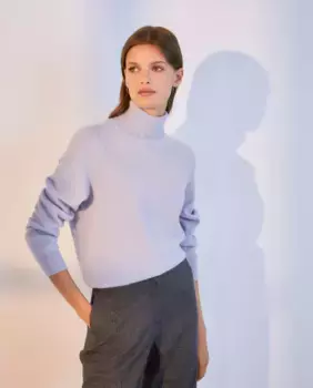 Женский свитер с высоким воротником из 100% кашемира Woman El Corte Ingls, голубой