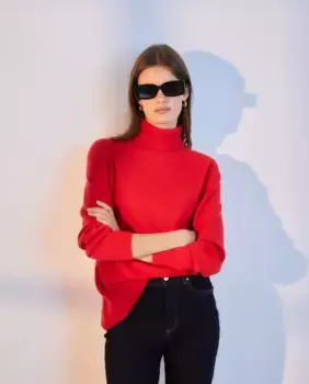 Женский свитер с высоким воротником из 100% кашемира Woman El Corte Ingls, красный