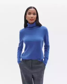 Женский свитер с высоким воротником из 100% кашемира Caroll, цвет Azul ndigo