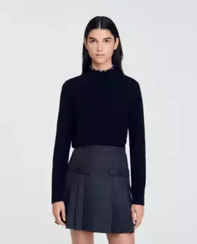 Женский свитер с высоким воротником из шерсти и кашемира Sandro, черный