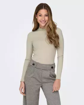 Женский свитер с высоким воротником в рубчик jdy, светло-серый