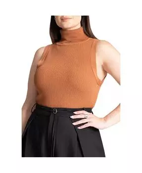 Женский свитер с высоким воротом большого размера ELOQUII, коричневый/бежевый