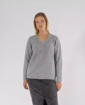 Женский свитер с заклепками на шее October, серый