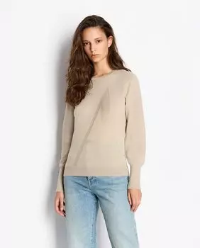 Женский свитер с жаккардовым логотипом Armani Exchange, бежевый