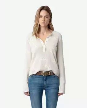 Женский свитер Salmyr Wings из ажурного хлопка Zadig & Voltaire, белый