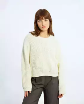 Женский свитер смесовой вязки с длинными рукавами Lili Sidonio, белый