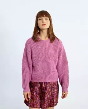 Женский свитер смесовой вязки с длинными рукавами Lili Sidonio, розовый