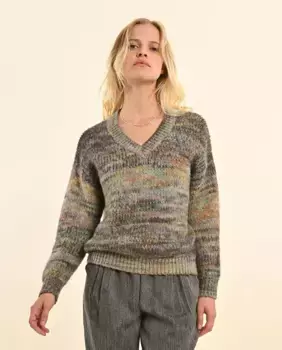 Женский свитер смесовой вязки с длинными рукавами Molly Bracken, серый