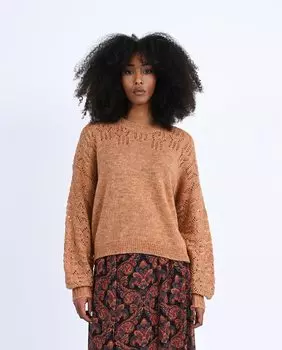 Женский свитер смесовой вязки с длинными рукавами Molly Bracken, коричневый