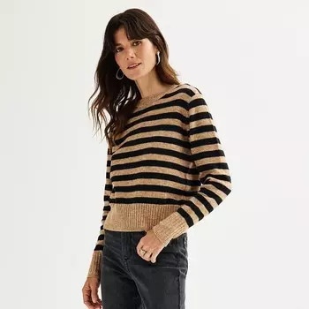 Женский свитер Sonoma Goods For Life с круглым вырезом, цвет Black Brown Stripe