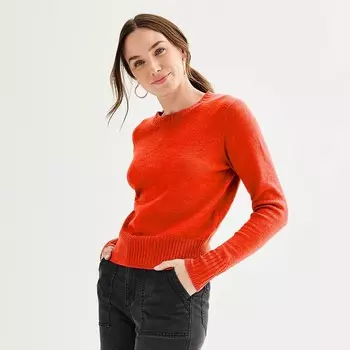 Женский свитер Sonoma Goods For Life с круглым вырезом, цвет Orange Hibiscus