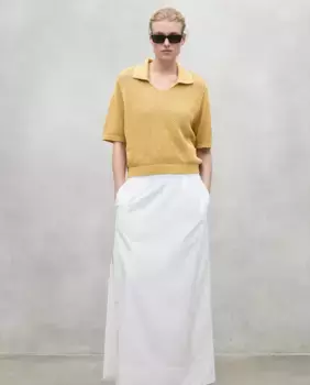 Женский свитер свободного кроя с воротником-поло Ecoalf, горчичный