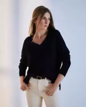 Женский свитер свободной вязки с V-образным вырезом Woman El Corte Ingls, цвет 400 Azul