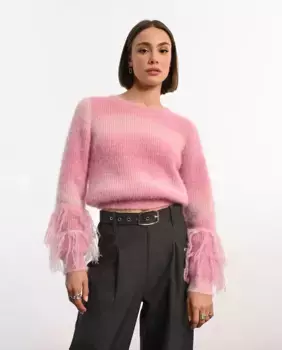 Женский свитер тай-дай с бахромой Lili Sidonio, розовый
