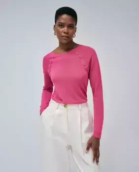 Женский свитер тонкой вязки с аппликацией Salsa Jeans, розовый