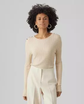Женский свитер тонкой вязки с деталями на плечах Vero Moda