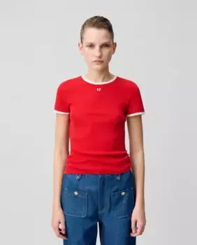 Женский свитер тонкой вязки с контрастной отделкой Claudie Pierlot, красный