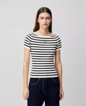 Женский свитер тонкой вязки в матросском стиле Claudie Pierlot, белый