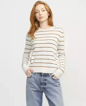 Женский свитер тонкой вязки в полоску Jack & Jones, белый
