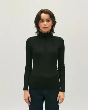 Женский свитер тонкой вязки в рубчик Claudie Pierlot, черный