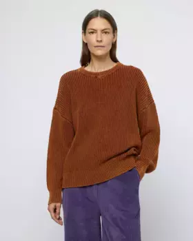 Женский свитер в елочку с круглым вырезом Wild Pony, коричневый