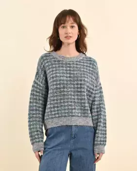 Женский свитер в клетку с длинными рукавами Molly Bracken, синий