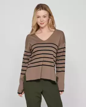 Женский свитер в полоску Vila, цвет Topo